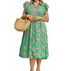 NEW UMGEE mix collared midi dress - plus in emerald